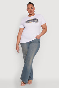 Plus Size Blessed Denim Graphic Patch Tee