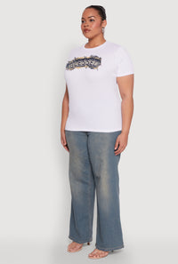 Plus Size Blessed Denim Graphic Patch Tee