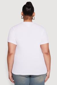 Plus Size Blessed Denim Graphic Patch Tee