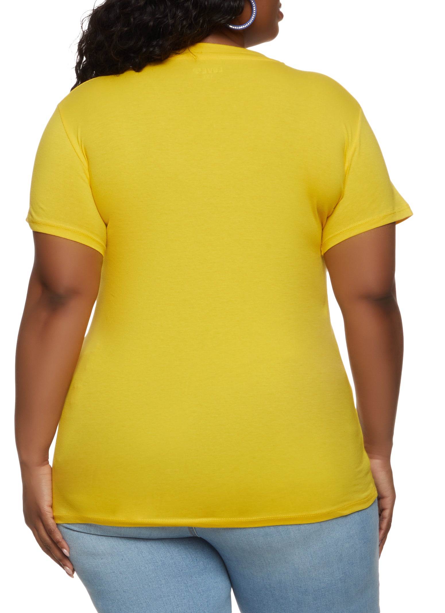 Plus Size Basic V Neck Short Sleeve T Shirt