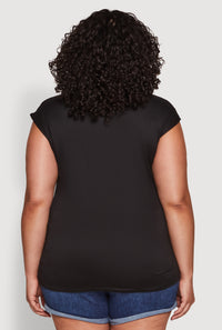 Plus Size Ruched Cap Sleeve Top