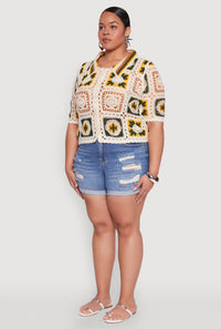 Plus Size Boho Crochet Shirt