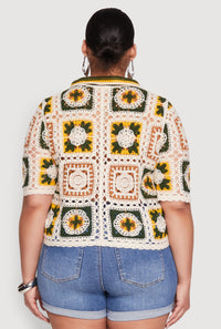 Plus Size Boho Crochet Shirt