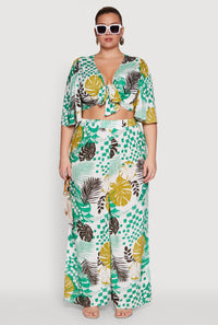 Plus Size Stylish High Waisted Wide Leg Palazzo Pants