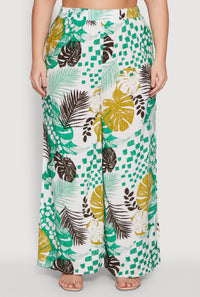 Plus Size Stylish High Waisted Wide Leg Palazzo Pants