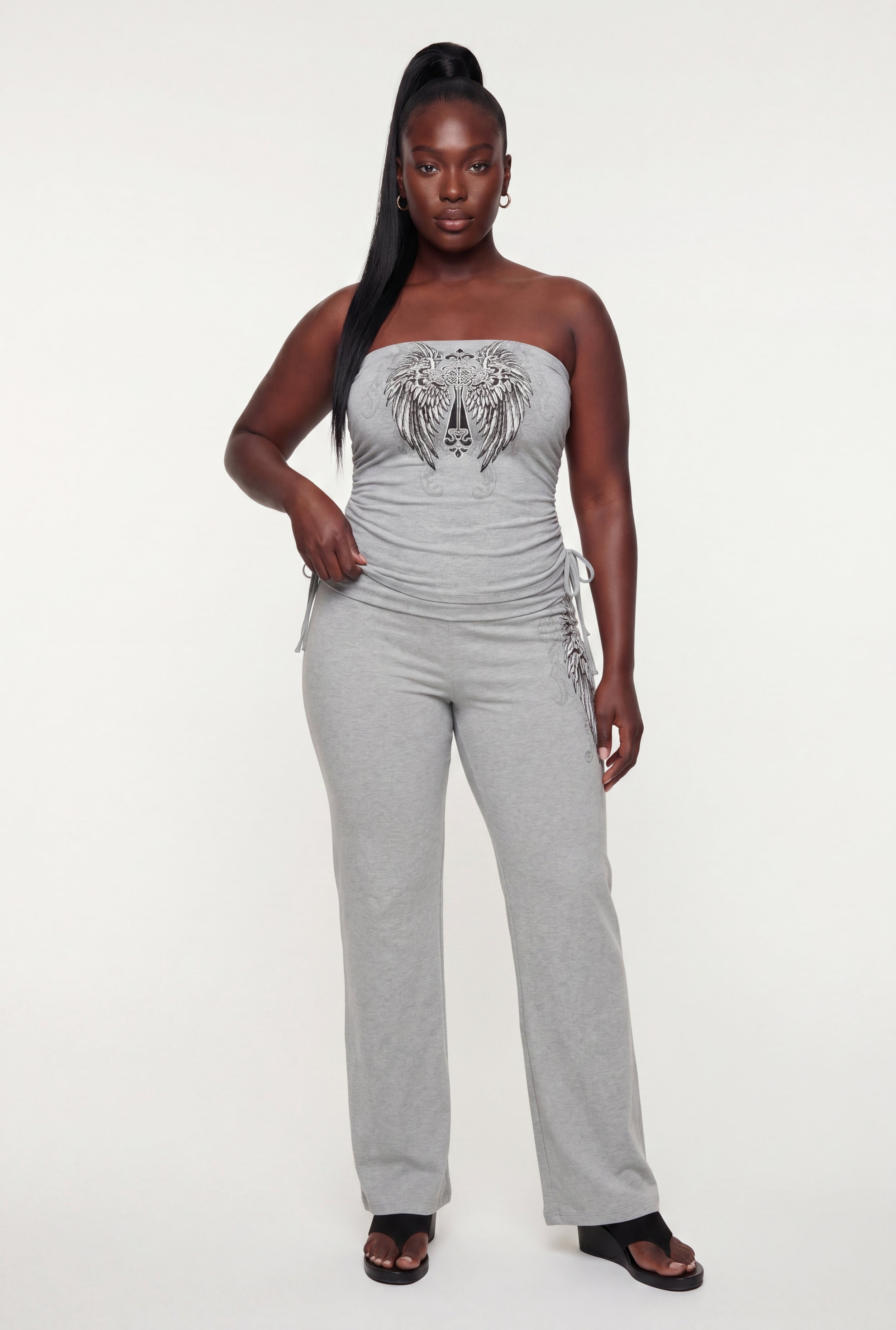 Plus Size Goth Grunge Cross Graphic Tube Top