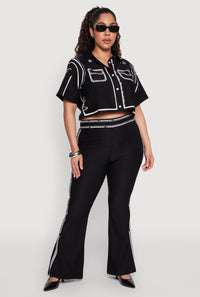 Plus Size 2D Optical Illusion Flare Pants