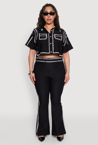 Plus Size 2D Optical Illusion Flare Pants
