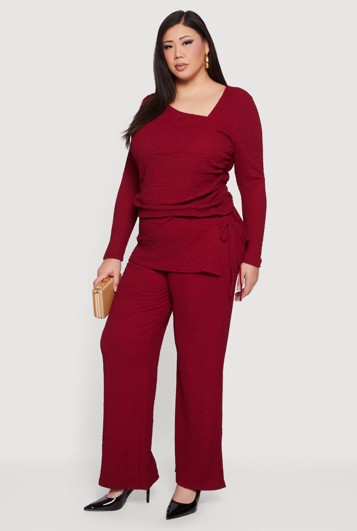 plus size burgundy dress pants Final Sale Plus Size 2pc Oversized Pants Suit in Burgundy Wine