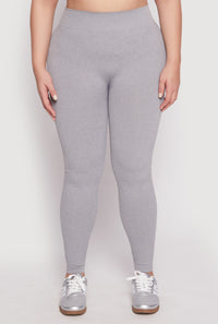 Plus Size Seamless Rib Knit High Waist Leggings