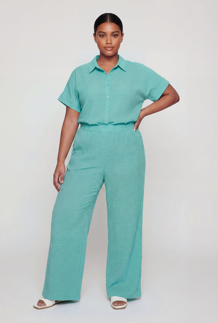reem acra green dress Smak Parlour Plus Size Green & Mannequin Doodle Find Your Flare Pants 3X/24W-26W