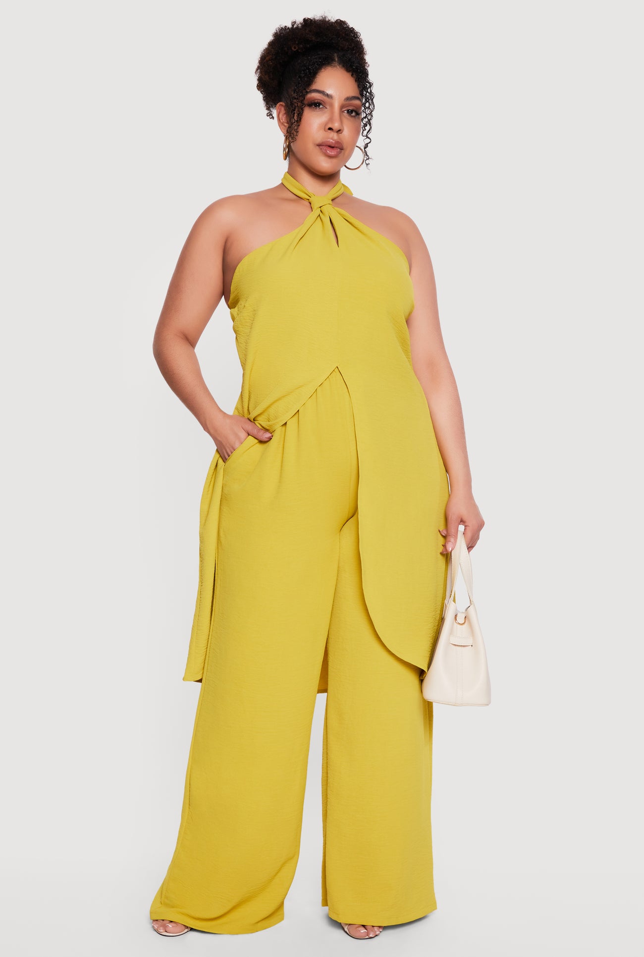 Plus Size Wide Leg High Waisted Dress Pants