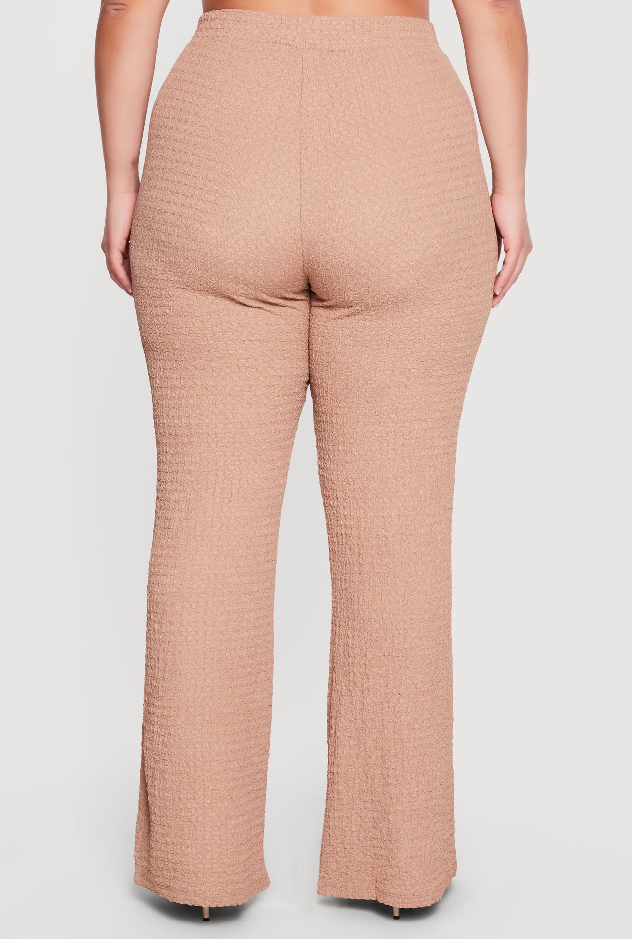 Plus Size Textured Knit Wide Leg Dress Pants