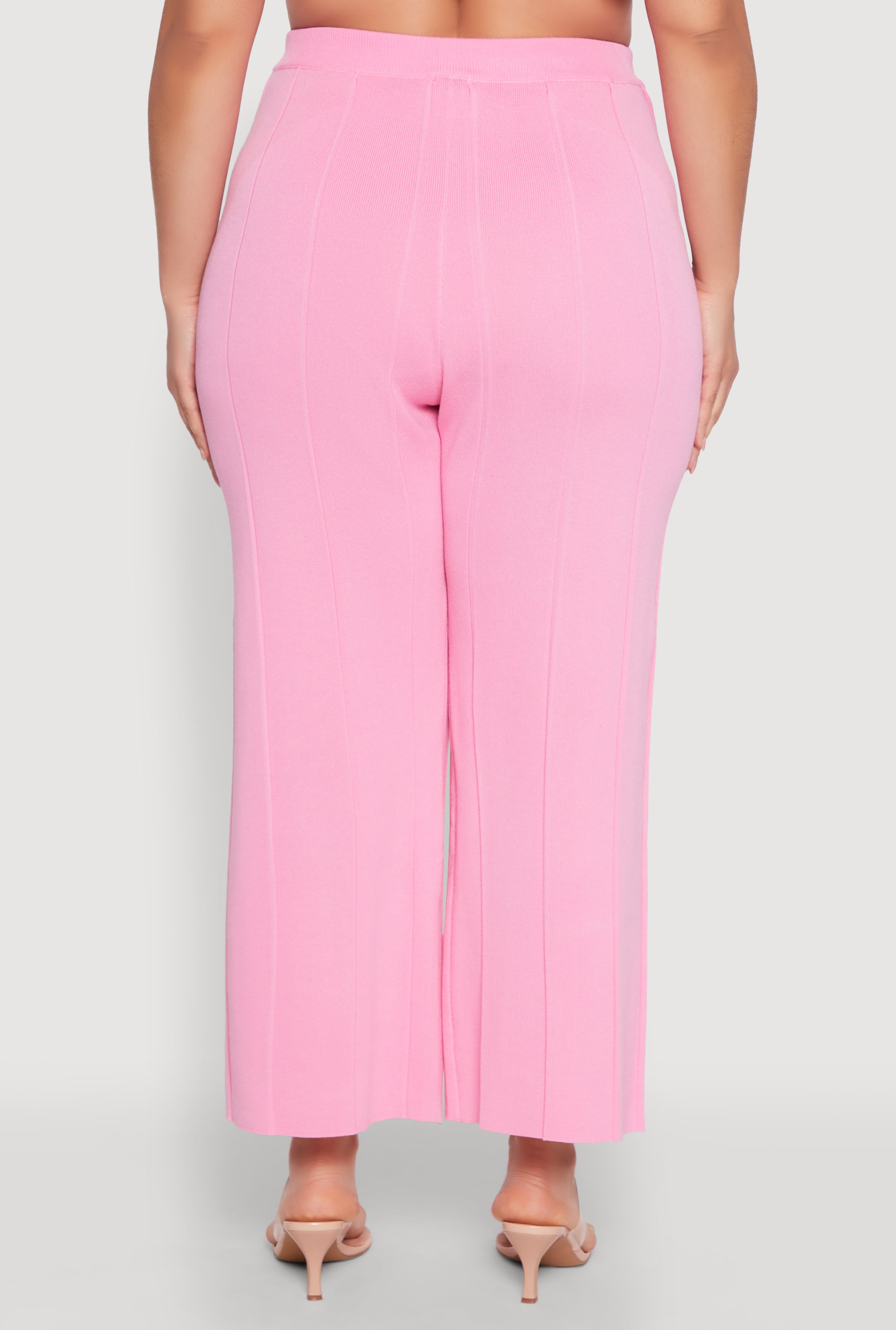 Plus Size Daisy Knitted Pintuck Wide Leg Pants Plus Size Daisy Knitted Pintuck Wide Leg Pants
