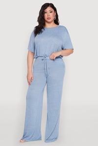 Plus Size Daisy Brushed Knit Drawstring Hem Tee
