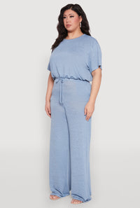 Plus Size Daisy Brushed Knit Drawstring Hem Tee