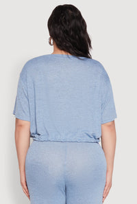 Plus Size Daisy Brushed Knit Drawstring Hem Tee