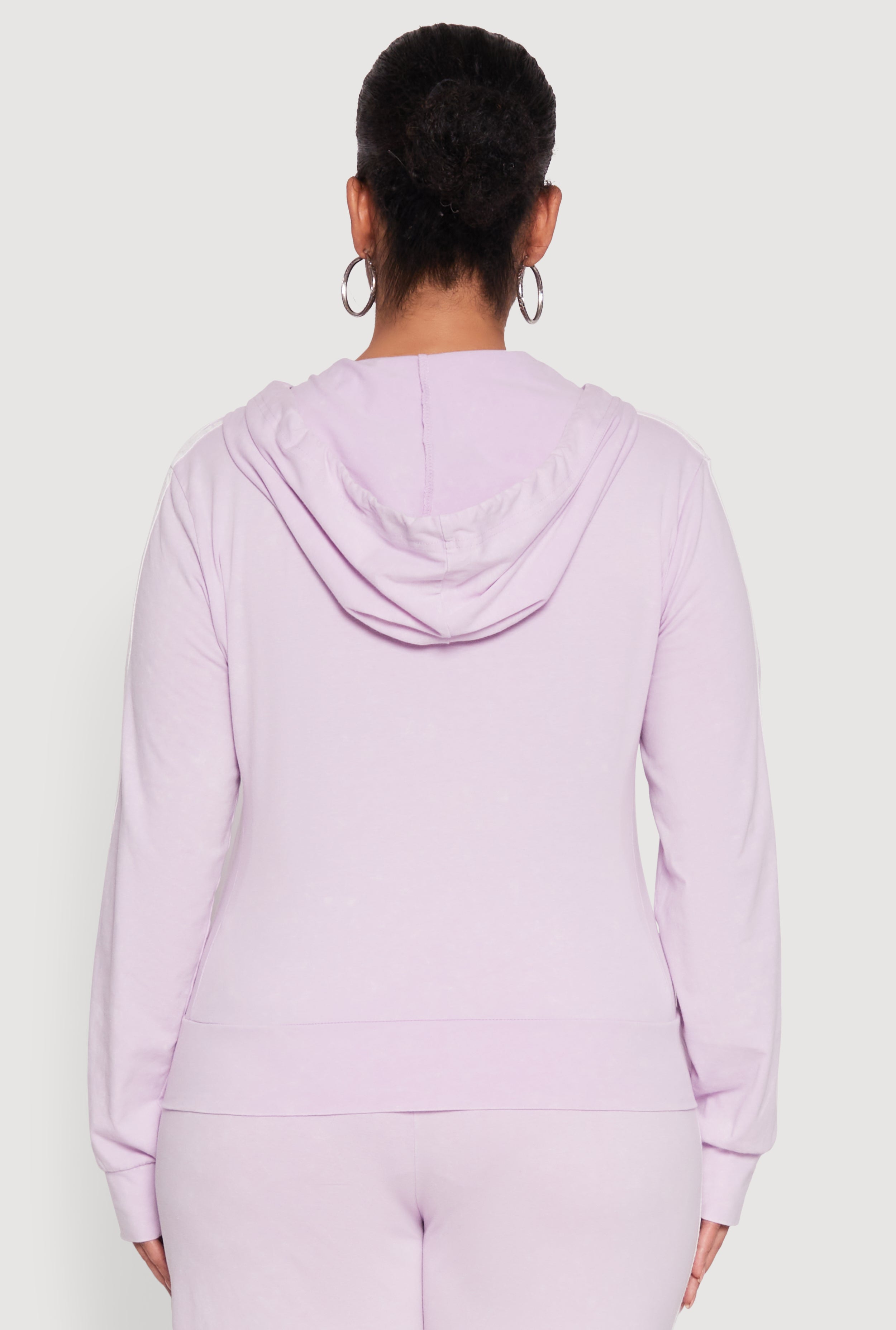 Plus Size Daisy Varsity Stripe Zip Front Hoodie