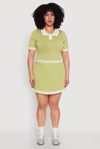 Plus Size Daisy Varsity Stripe Pleated Skort
