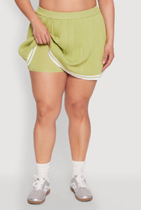 Plus Size Daisy Varsity Stripe Pleated Skort