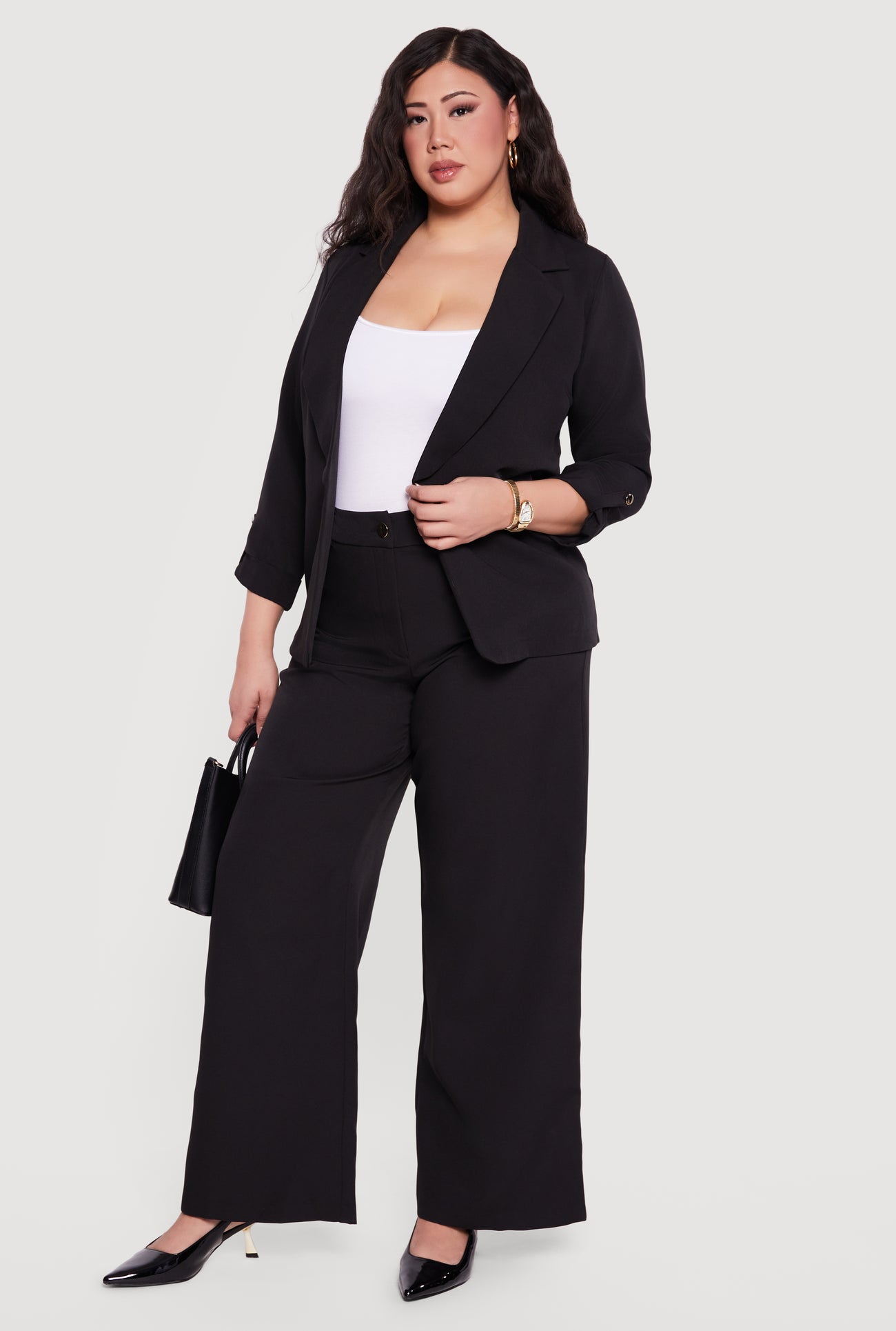 Plus Size High Waisted Wide Leg Crepe Knit Dress Pants Plus Size High Waisted Wide Leg Crepe Knit Dress Pants