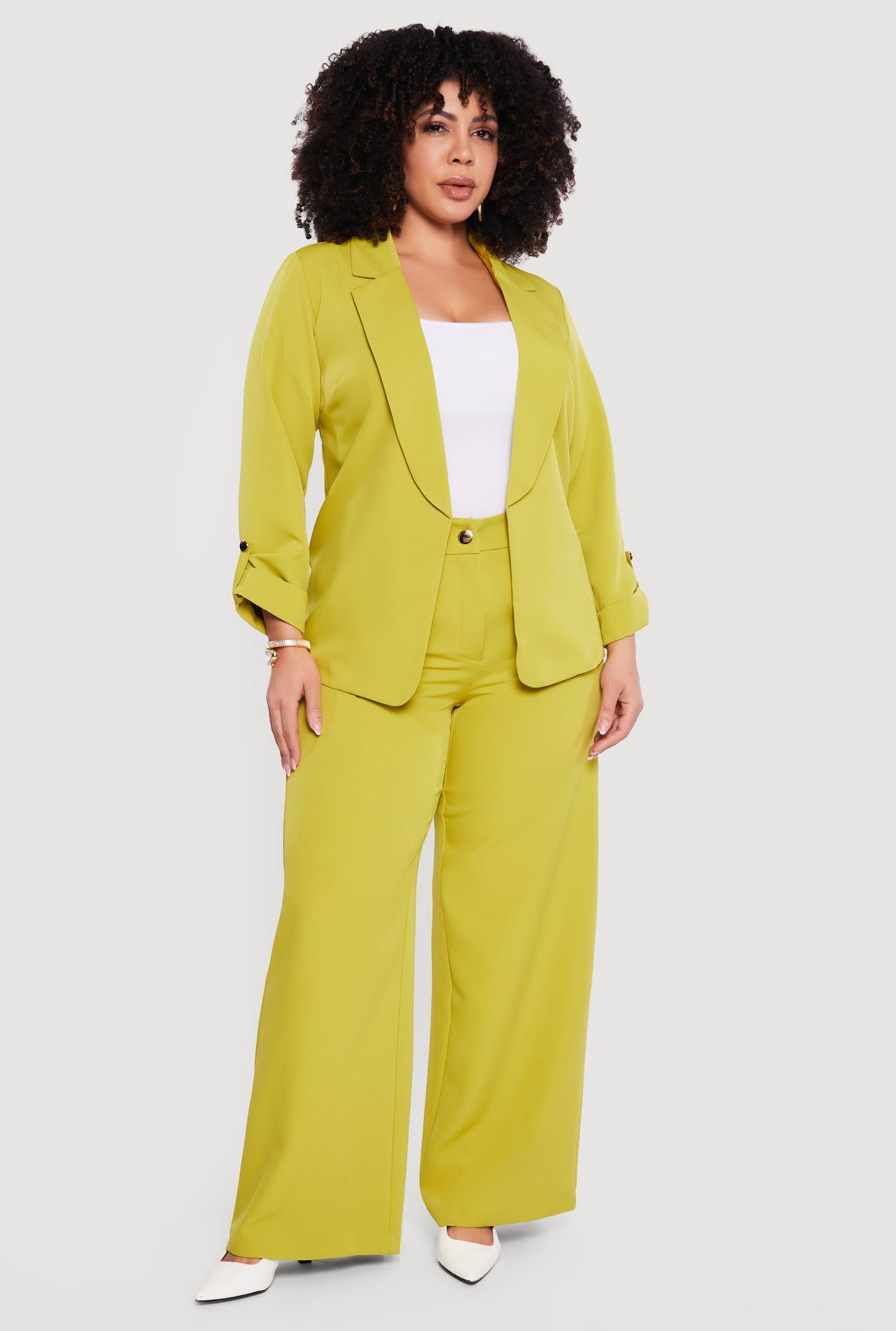 Plus Size High Waisted Wide Leg Crepe Knit Dress Pants