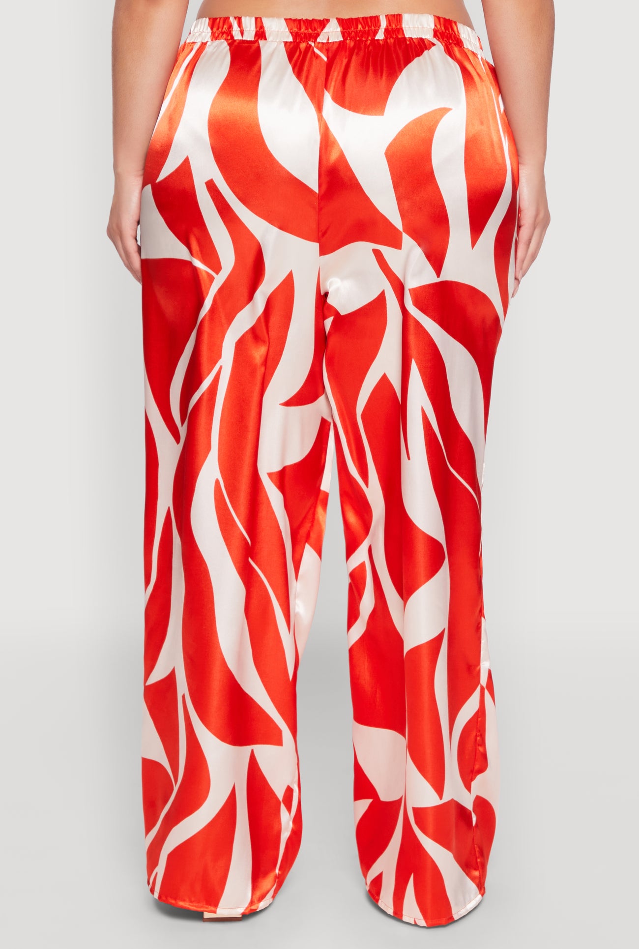 Plus Size Patterned Satin Palazzo Pants