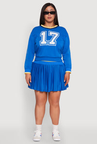Plus Size Varsity Stripe Printed Pattern Sweatshirt