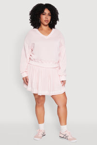 Plus Size Varsity Stripe Pleated Skirt