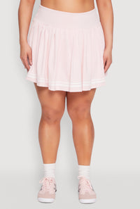 Plus Size Varsity Stripe Pleated Skirt