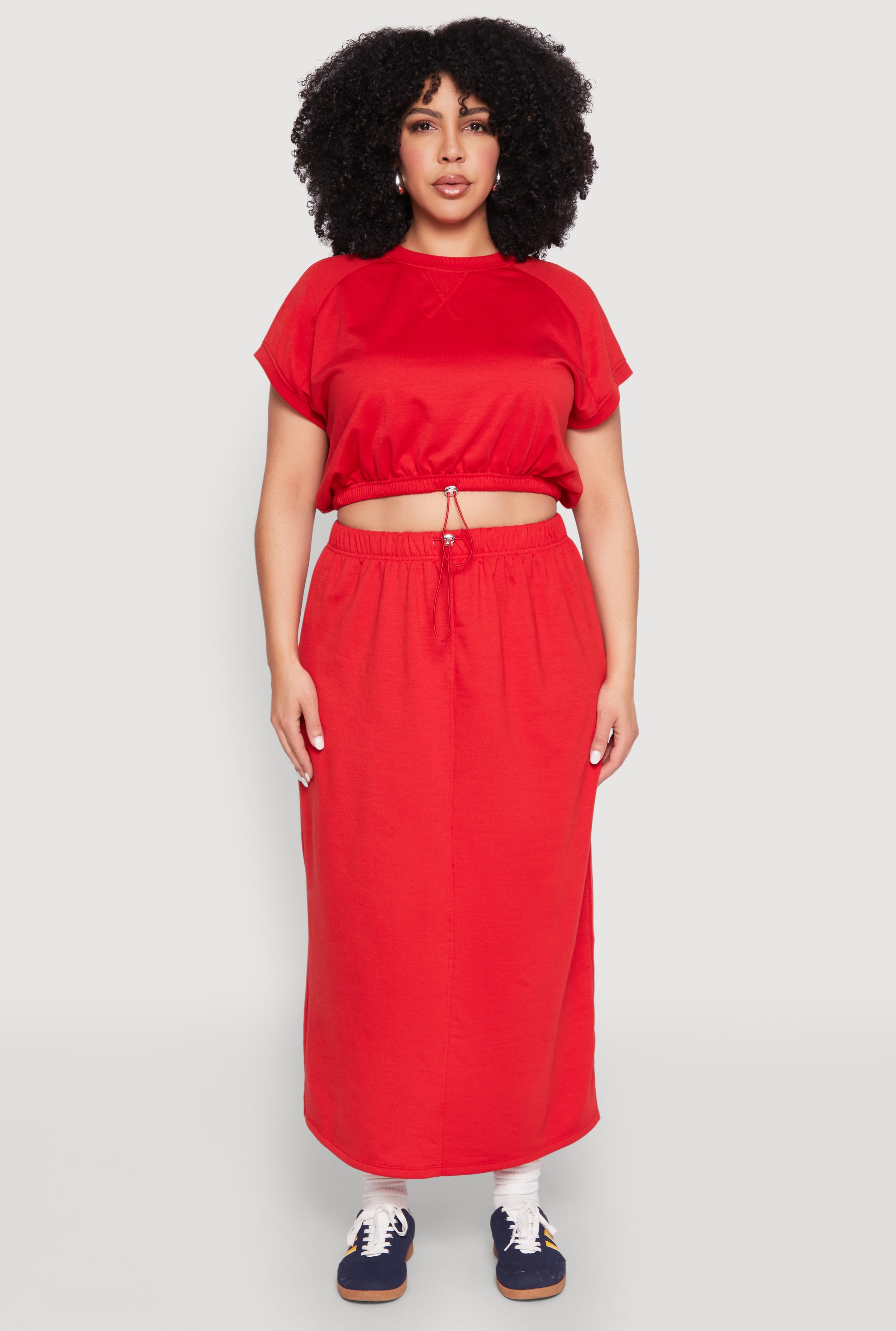 Plus Size Fleece Toggle Drawstring Waist Skirt