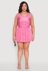 Plus Size Almost Famous Plisse Lined Skater Skirt