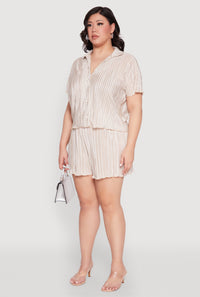 Plus Size Almost Famous Plisse Striped Shirt