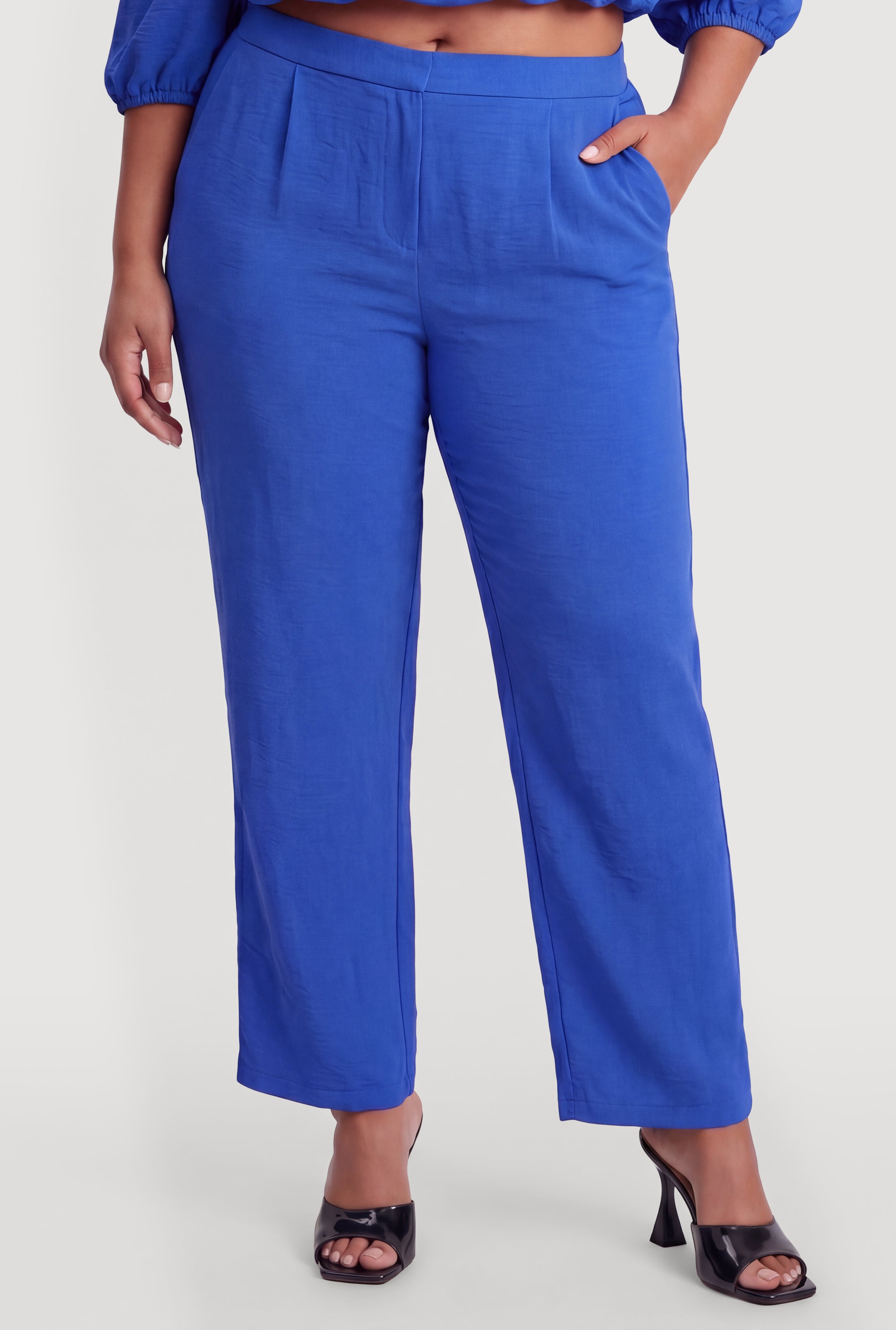 Plus Size Crepe Knit Straight Leg Pull On Pants