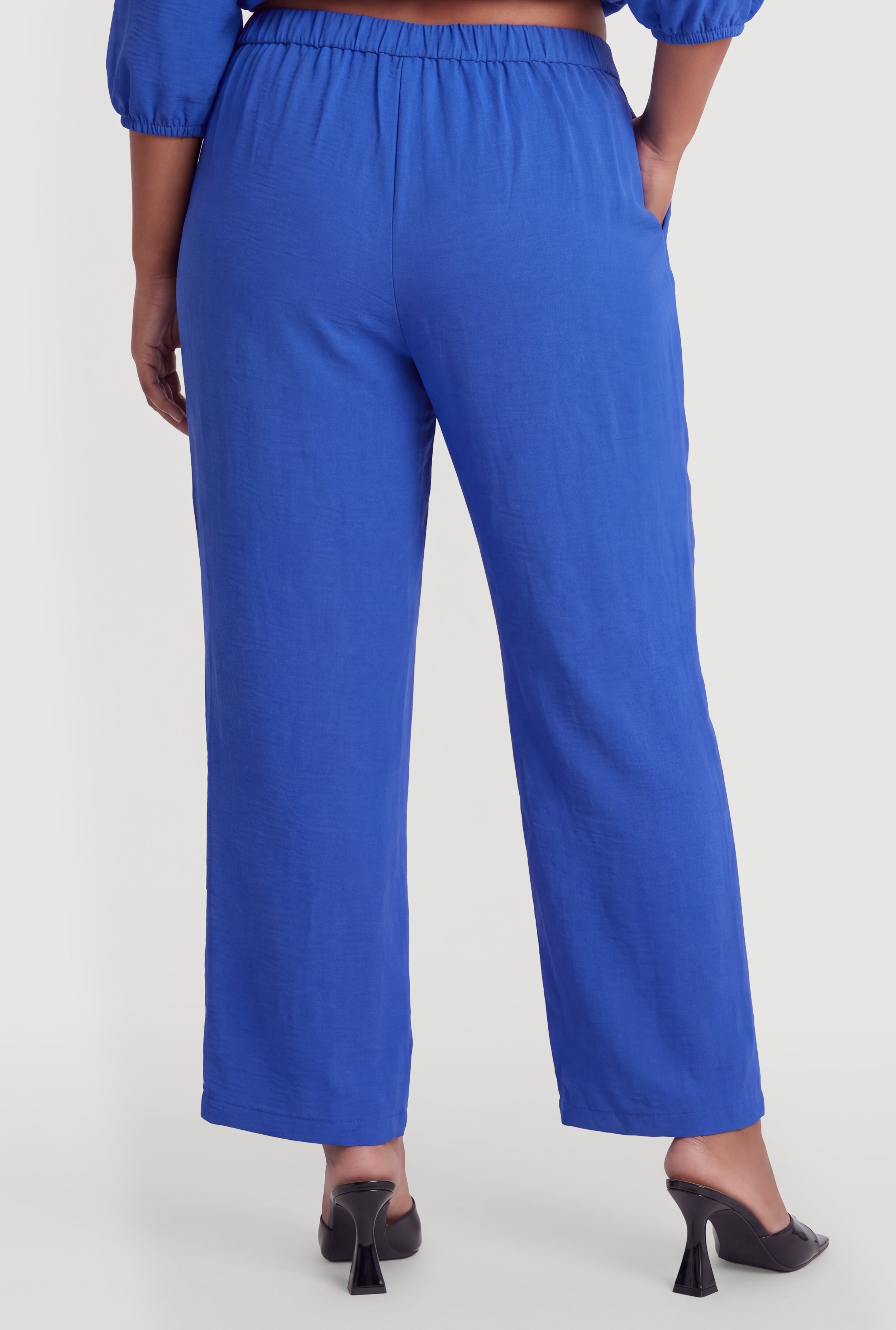 Plus Size Crepe Knit Straight Leg Pull On Pants