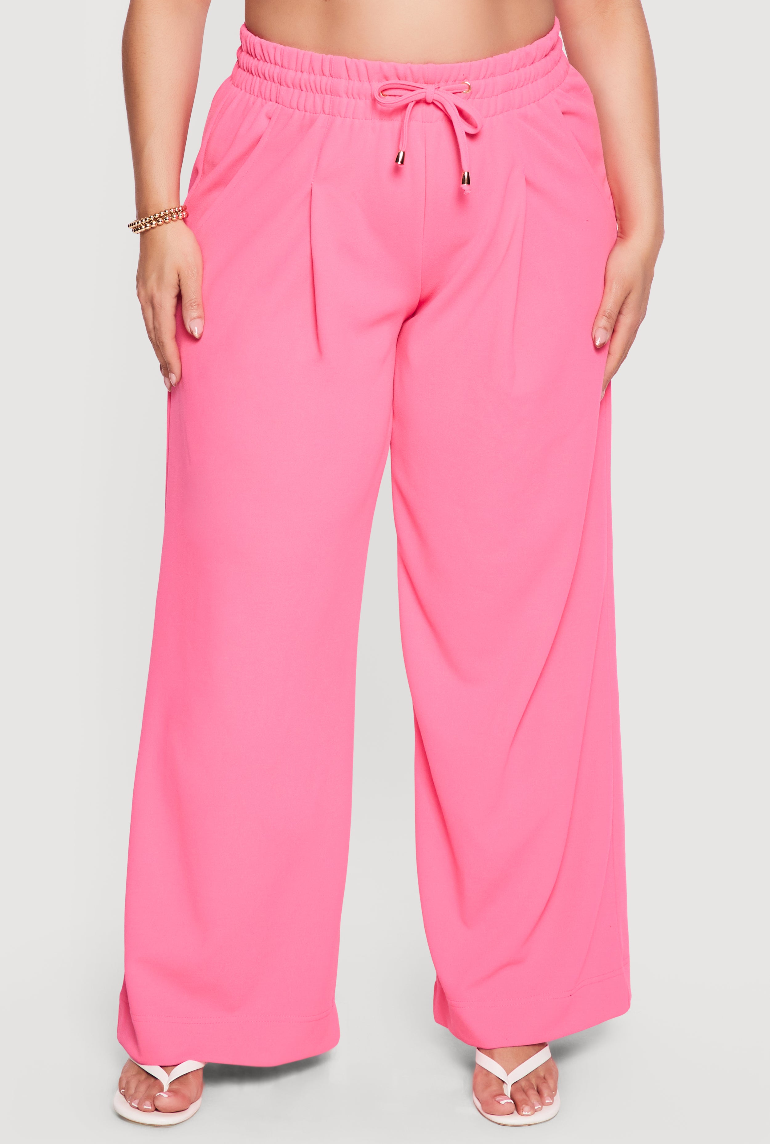 Plus Size High Waisted Crepe Knit Palazzo Pants