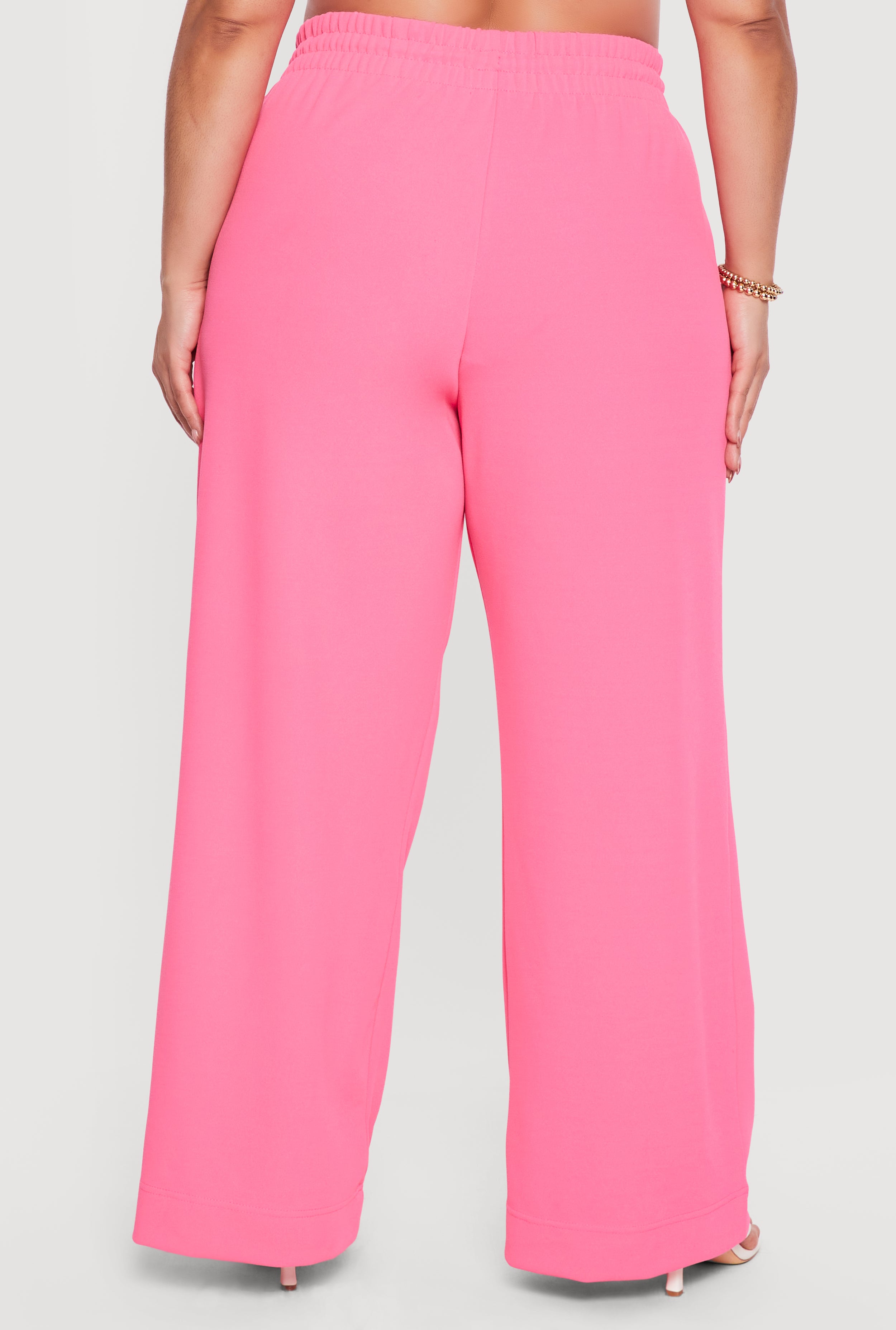 Plus Size High Waisted Crepe Knit Palazzo Pants
