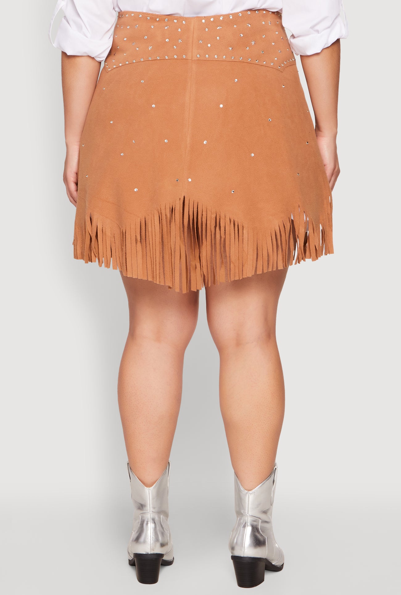 Plus Size Fringe Buckle Front Skirt - Main Image