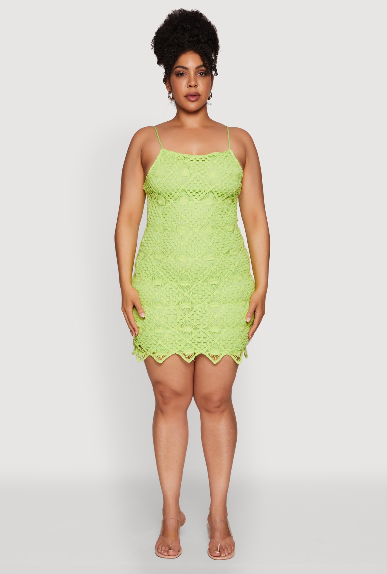 Plus Size Chic Crochet Scoop Neck Cami Dress