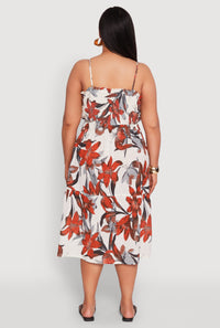 Plus Size Floral Print Smocked Tiered Midi Dress