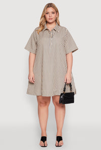 Plus Size Striped Short Sleeve Dress
