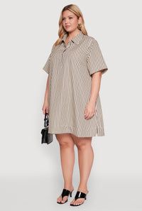 Plus Size Striped Short Sleeve Dress