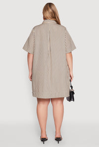 Plus Size Striped Short Sleeve Dress