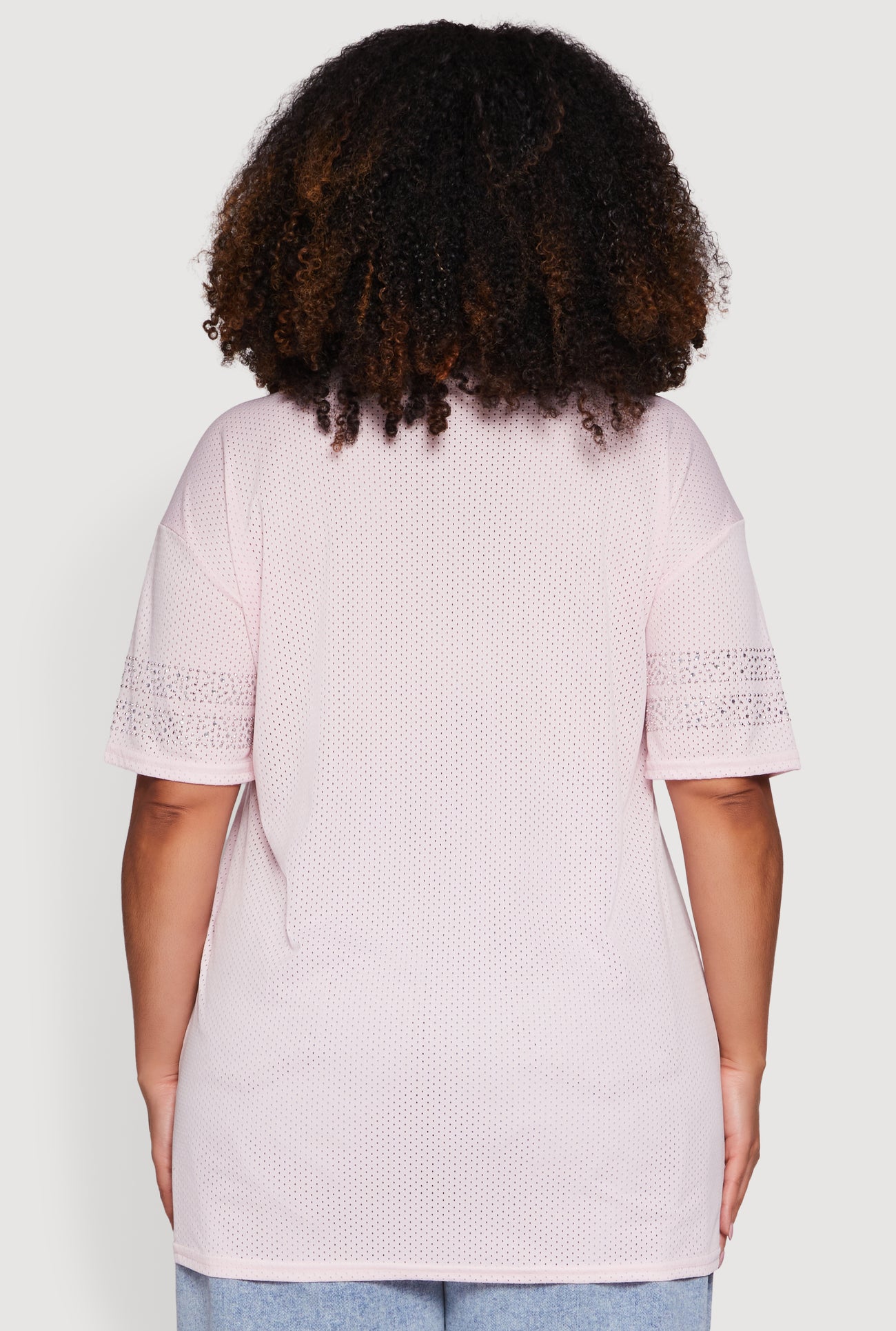 Plus Size Rhinestone Graphic Football Jersey