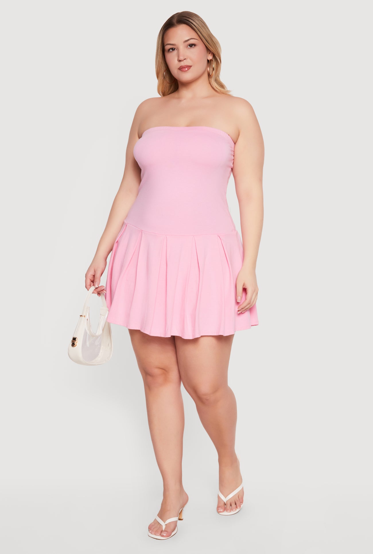 Plus Size Pleated Drop Waist Tube Dress Plus Size Pleated Drop Waist Tube Dress