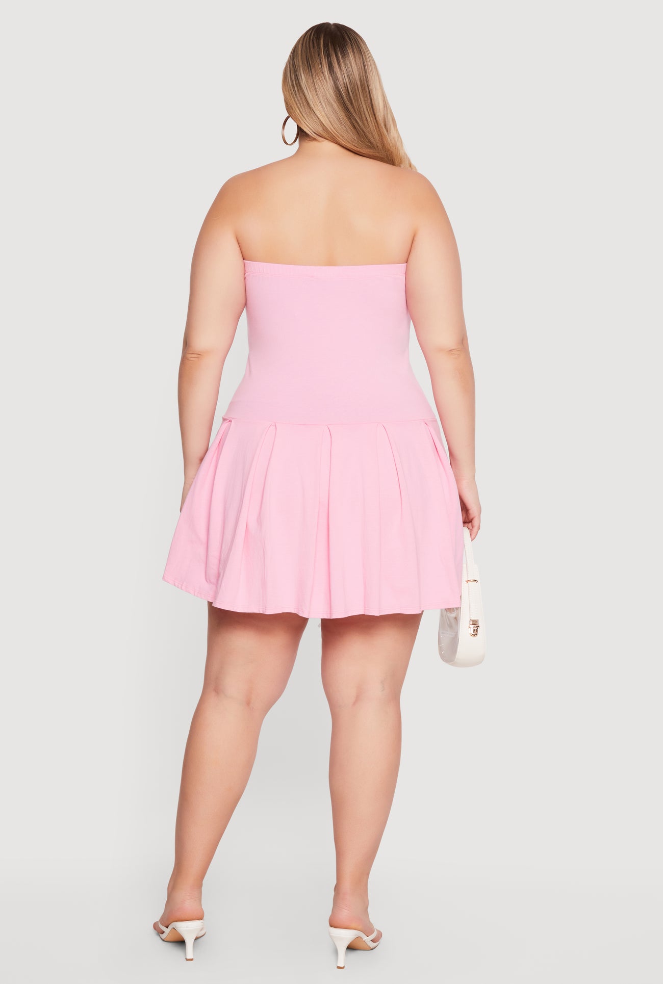 Plus Size Pleated Drop Waist Tube Dress