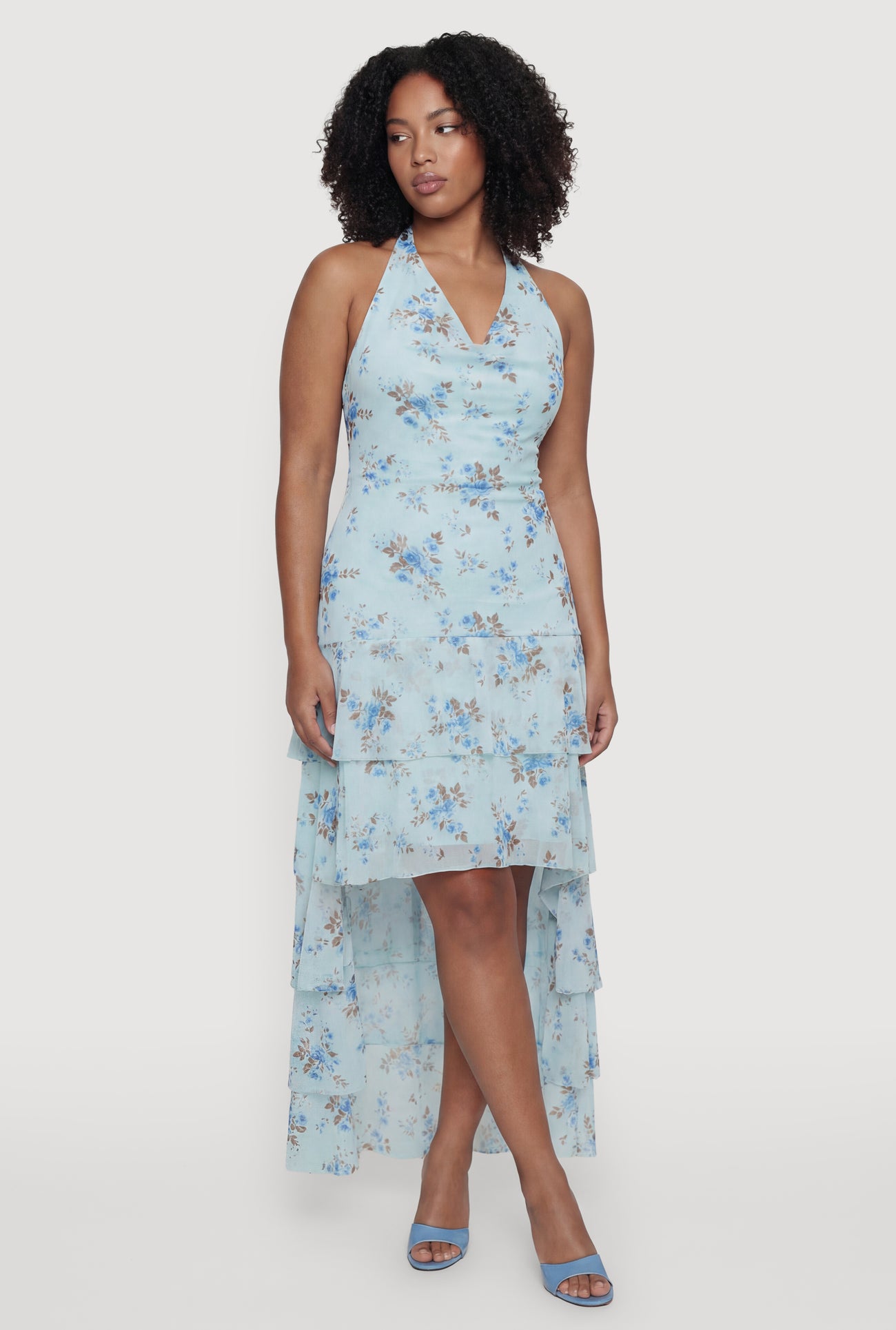 Plus Size Floral Ruffle Tiered High Low Dress Plus Size Floral Ruffle Tiered High Low Dress