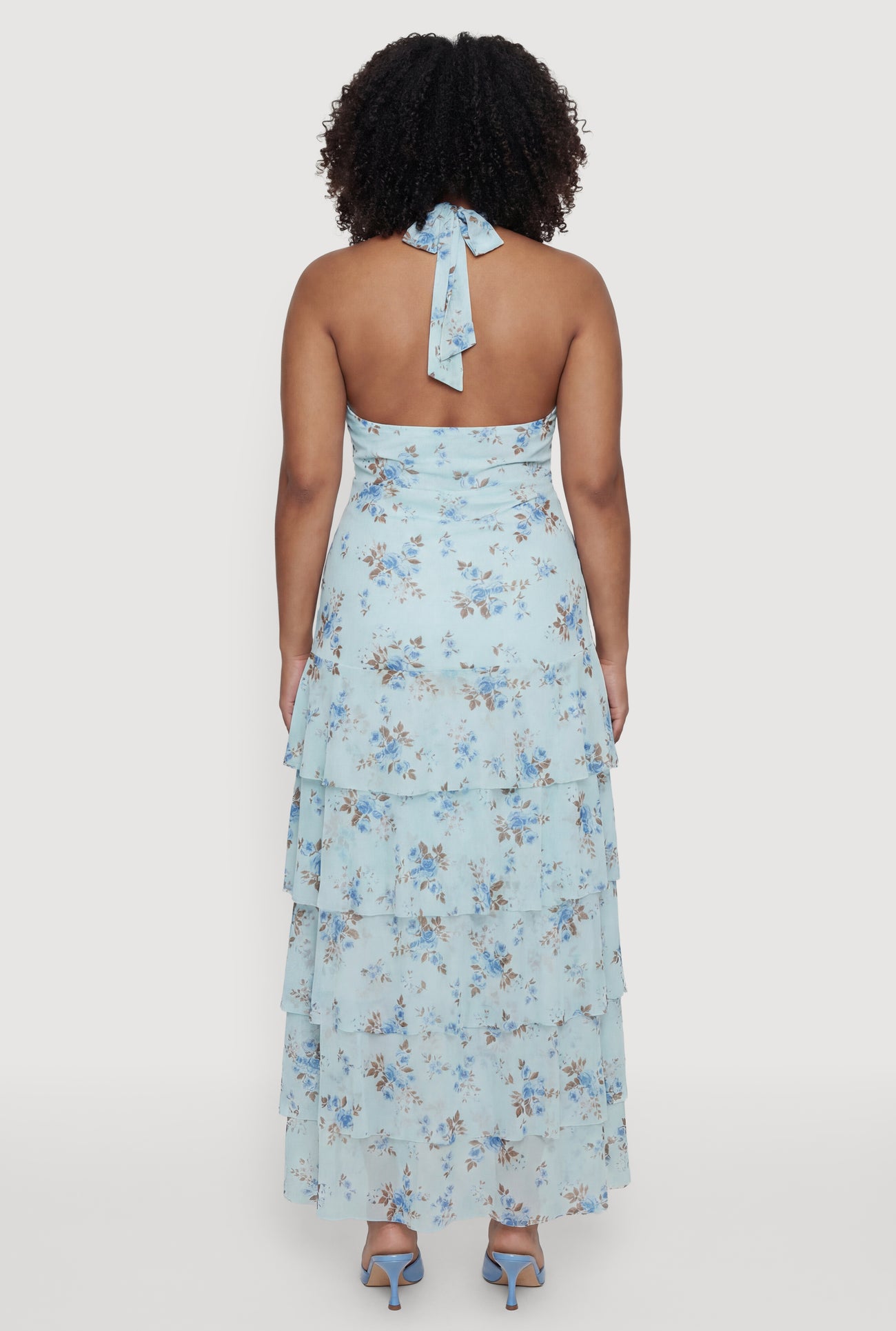 Plus Size Floral Ruffle Tiered High Low Dress