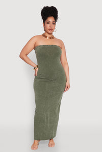 Plus Size Daisy Mineral Wash Maxi Tube Dress