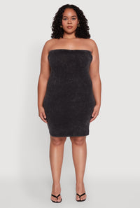 Plus Size Daisy Mineral Wash Mini Strapless Dress